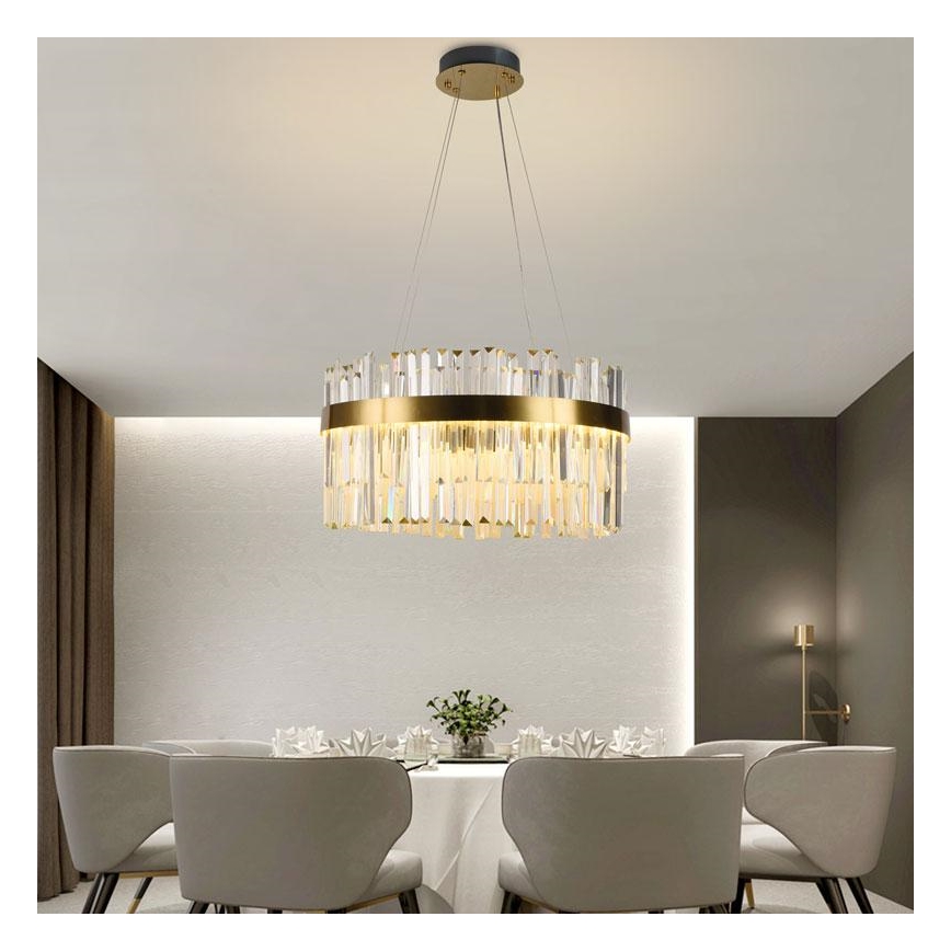 LED Hämardatav kristall-lühter LED/70W/230V 3000-6500K kuldne + kaugjuhtimispult