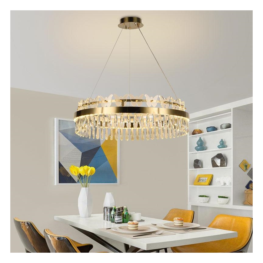 LED Hämardatav kristall-lühter LED/80W/230V 3000-6500K kuldne + kaugjuhtimispult