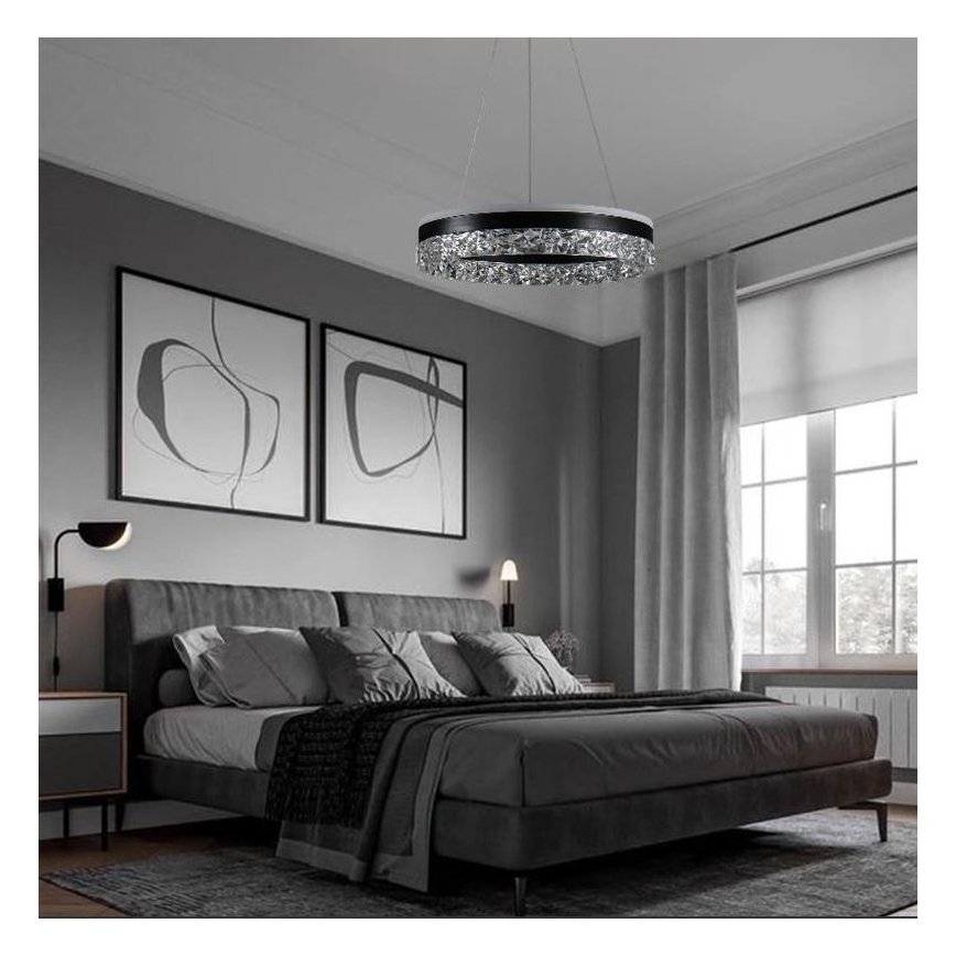 LED Hämardatav lühter LED/80W/230V 3000-6500K must + kaugjuhtimispult