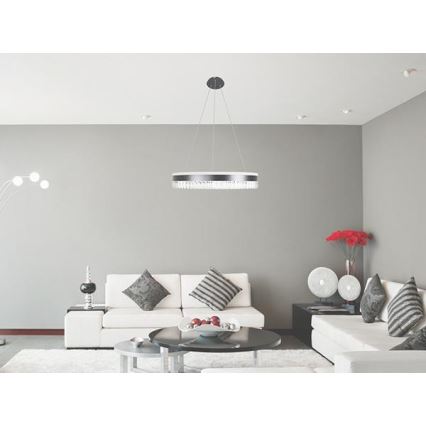 LED Hämardatav kristall-lühter LED/80W/230V 3000-6500K must + kaugjuhtimispult