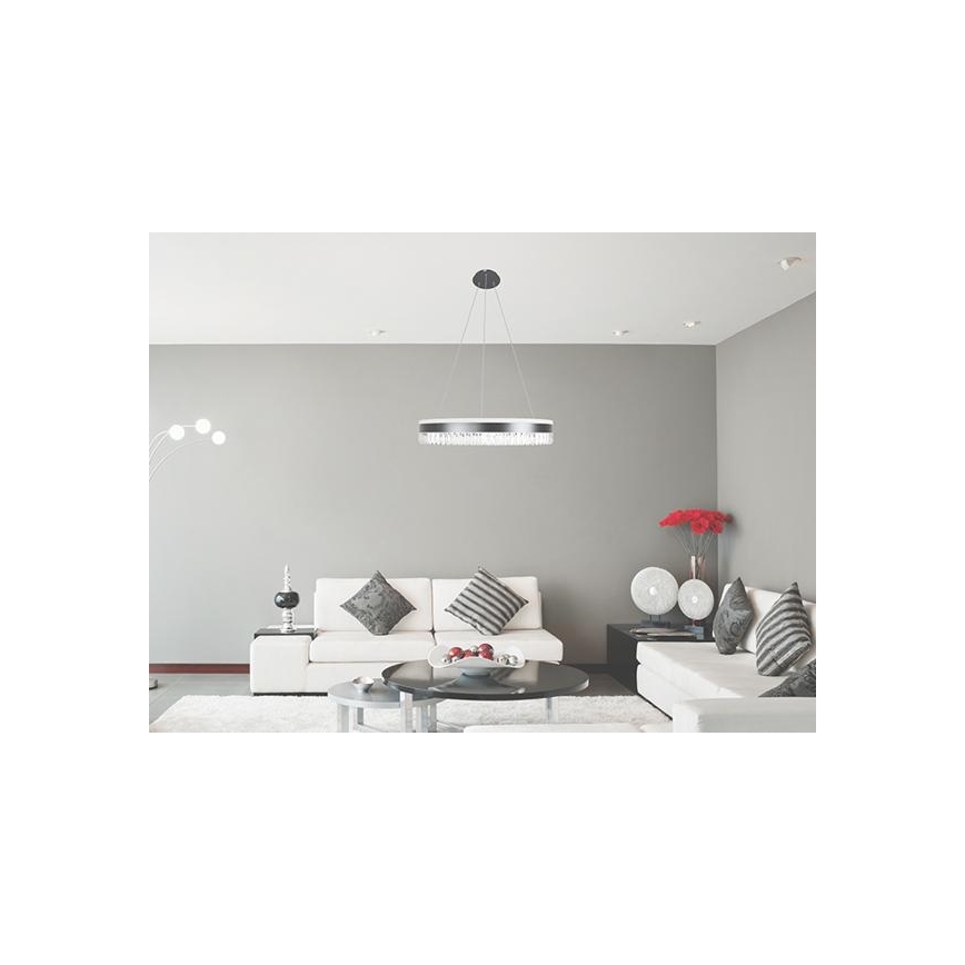 LED Hämardatav kristall-lühter LED/80W/230V 3000-6500K must + kaugjuhtimispult