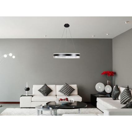 LED Hämardatav kristall-lühter LED/80W/230V 3000-6500K must + kaugjuhtimispult