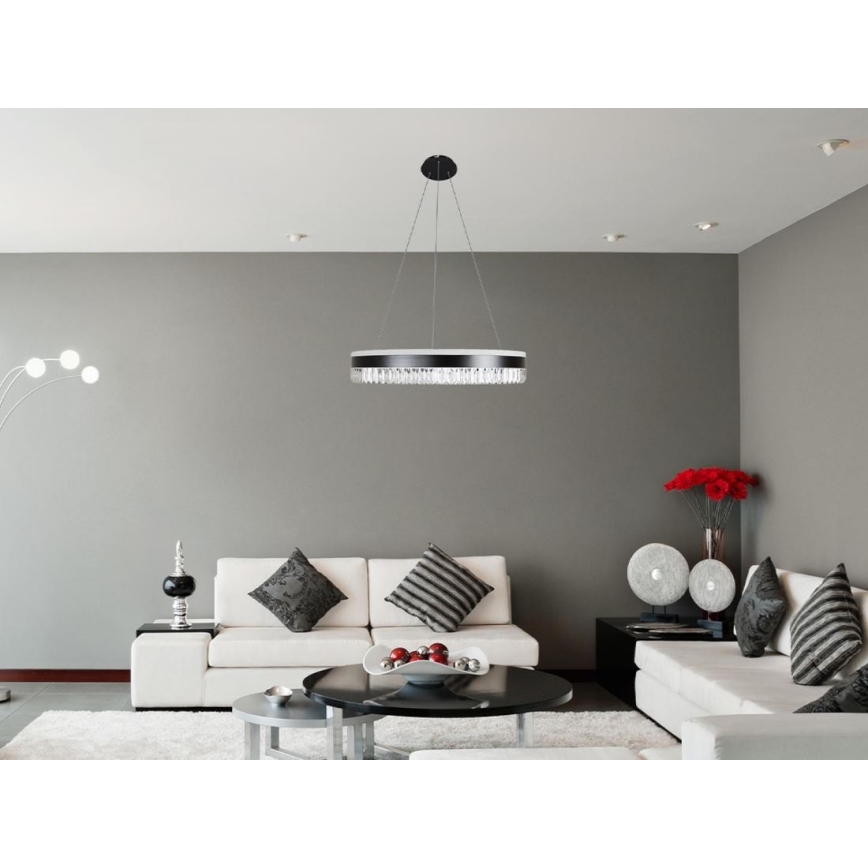 LED Hämardatav kristall-lühter LED/80W/230V 3000-6500K must + kaugjuhtimispult