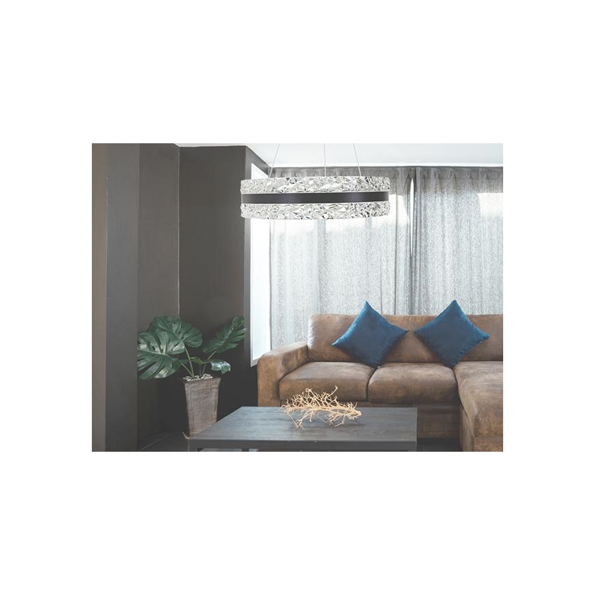 LED Hämardatav kristall-lühter LED/80W/230V 3000-6500K must + kaugjuhtimispult
