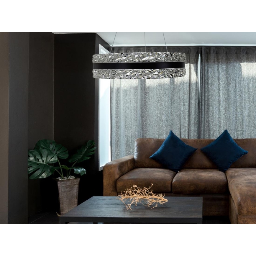 LED Hämardatav kristall-lühter LED/80W/230V 3000-6500K must + kaugjuhtimispult