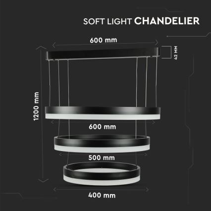 LED Hämardatav lühter LED/86W/230V 3000K must