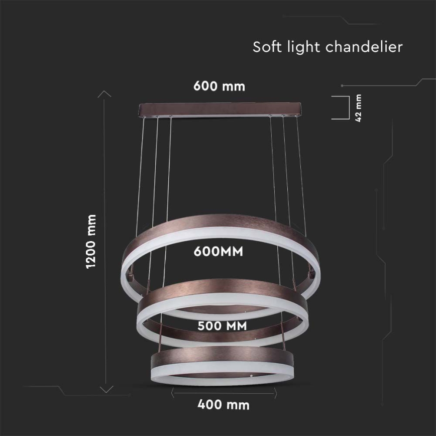 LED Hämardatav lühter LED/86W/230V 3000K pruun