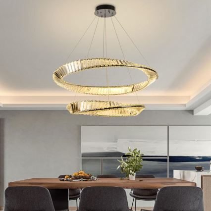 LED Hämardatav kristall-lühter LED/90W/230V 3000-6500K läikiv kroom + kaugjuhtimispult