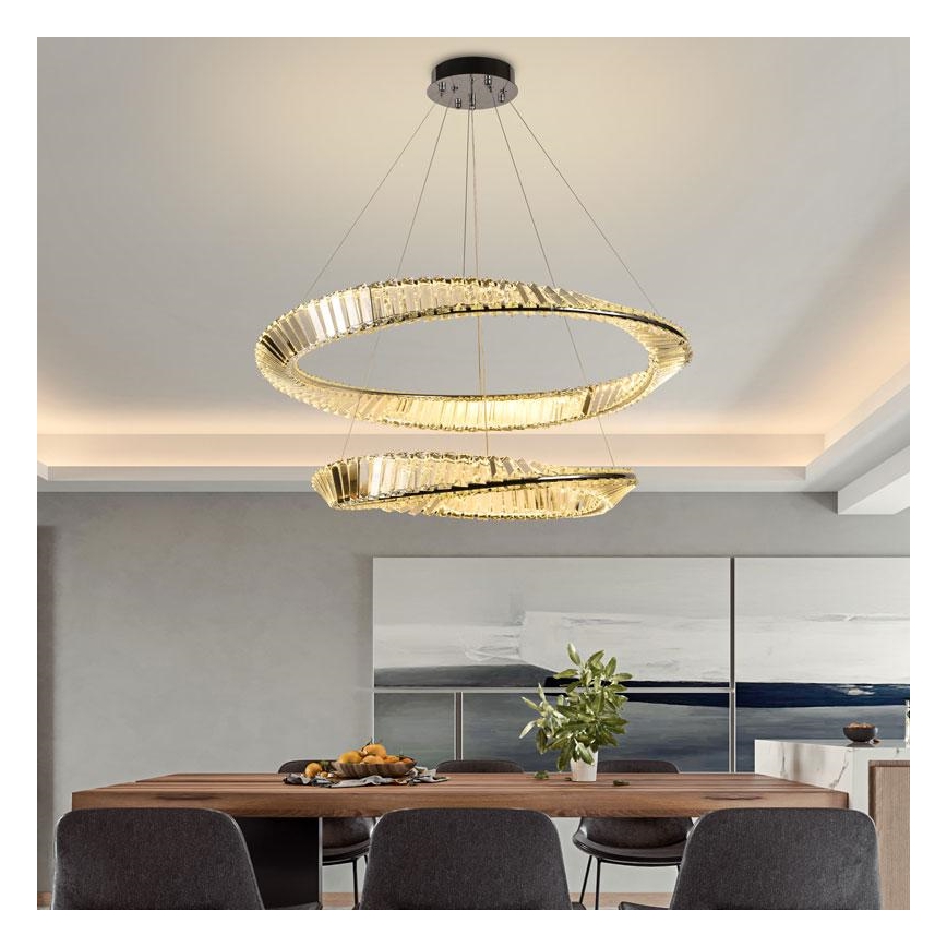 LED Hämardatav kristall-lühter LED/90W/230V 3000-6500K läikiv kroom + kaugjuhtimispult