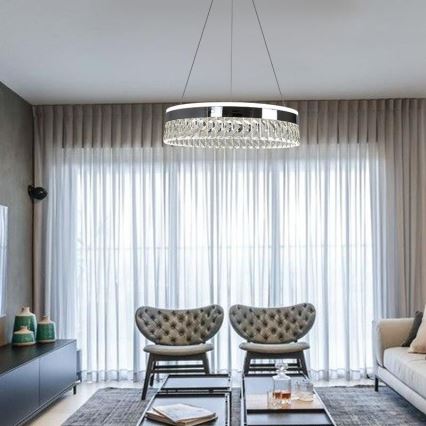 LED Hämardatav kristall-lühter LED/90W/230V 3000-6500K läikiv kroom + kaugjuhtimispult