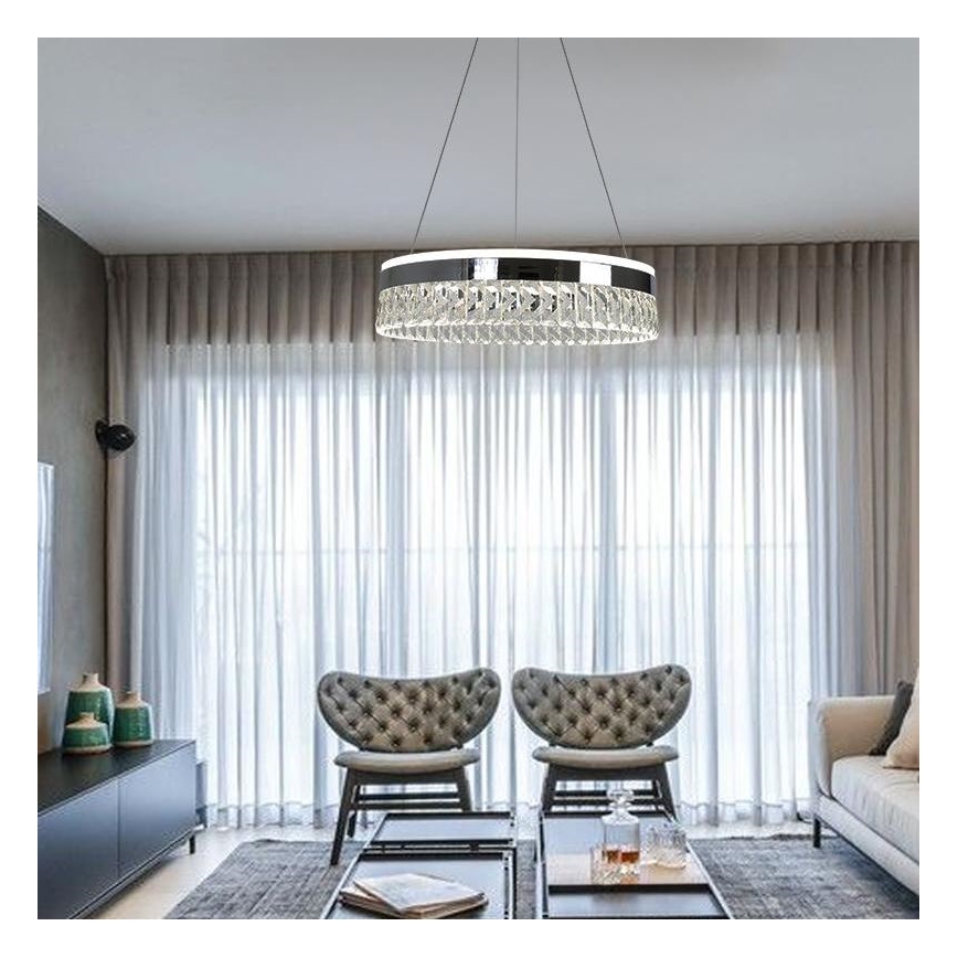 LED Hämardatav kristall-lühter LED/90W/230V 3000-6500K läikiv kroom + kaugjuhtimispult