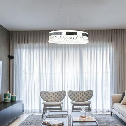 LED Hämardatav kristall-lühter LED/90W/230V 3000-6500K läikiv kroom + kaugjuhtimispult