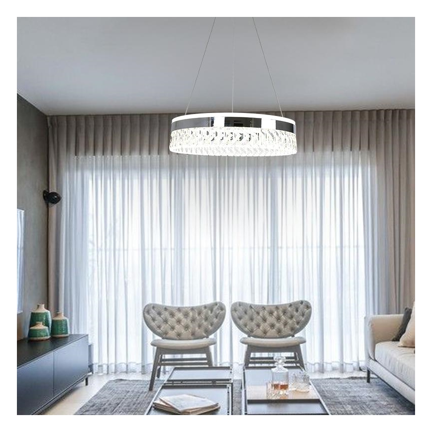 LED Hämardatav kristall-lühter LED/90W/230V 3000-6500K läikiv kroom + kaugjuhtimispult