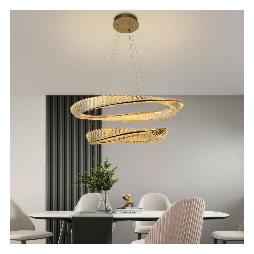 LED Hämardatav kristall-lühter LED/90W/230V 3000-6500K kuldne/kroom + kaugjuhtimispult