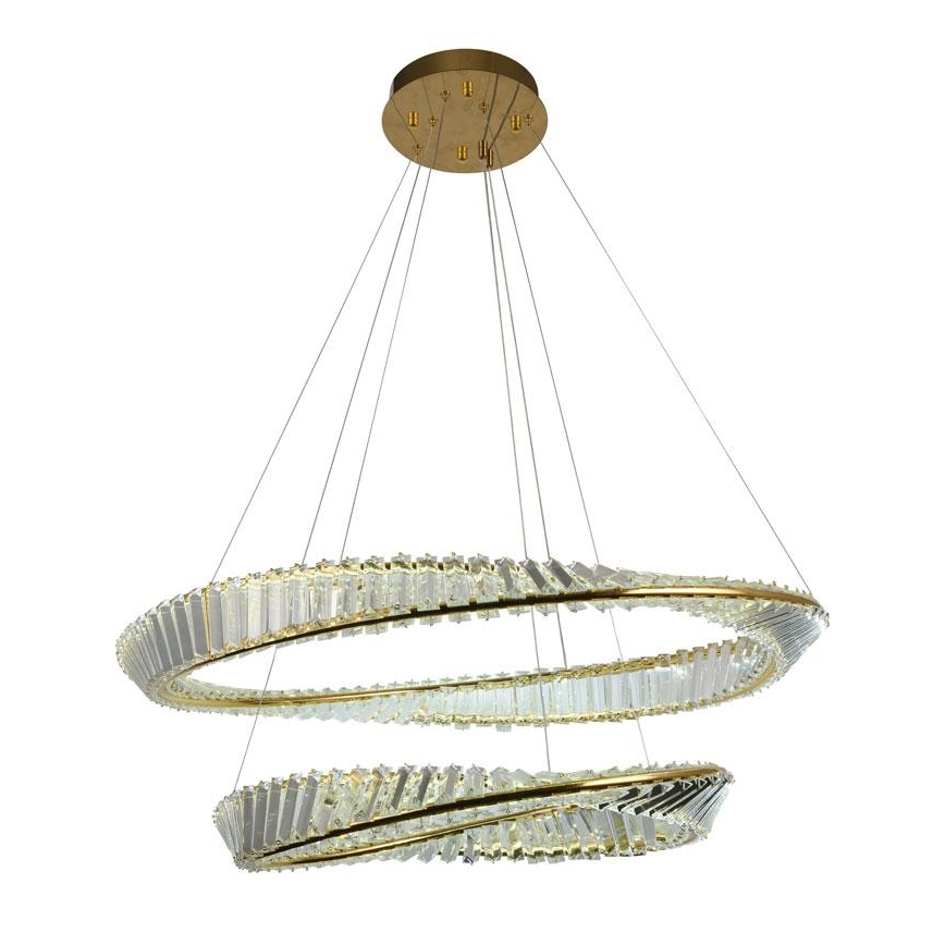 LED Hämardatav kristall-lühter LED/90W/230V 3000-6500K kuldne/kroom + kaugjuhtimispult