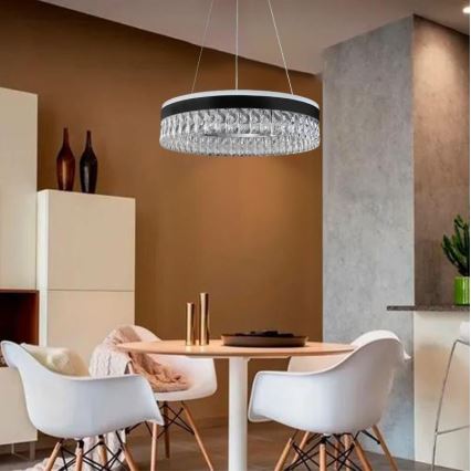 LED Hämardatav kristall lühter LED/90W/230V 3000-6500K must + kaugjuhtimispult