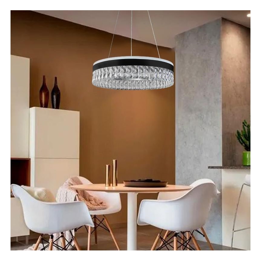 LED Hämardatav kristall lühter LED/90W/230V 3000-6500K must + kaugjuhtimispult
