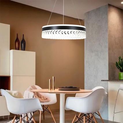 LED Hämardatav kristall lühter LED/90W/230V 3000-6500K must + kaugjuhtimispult