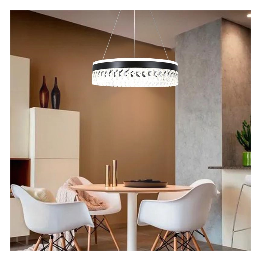 LED Hämardatav kristall lühter LED/90W/230V 3000-6500K must + kaugjuhtimispult