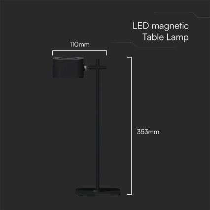 LED Hämardatav magnetiga laetav laualamp 4-ühes LED/3W/5V 3000-6000K 1800 mAh must