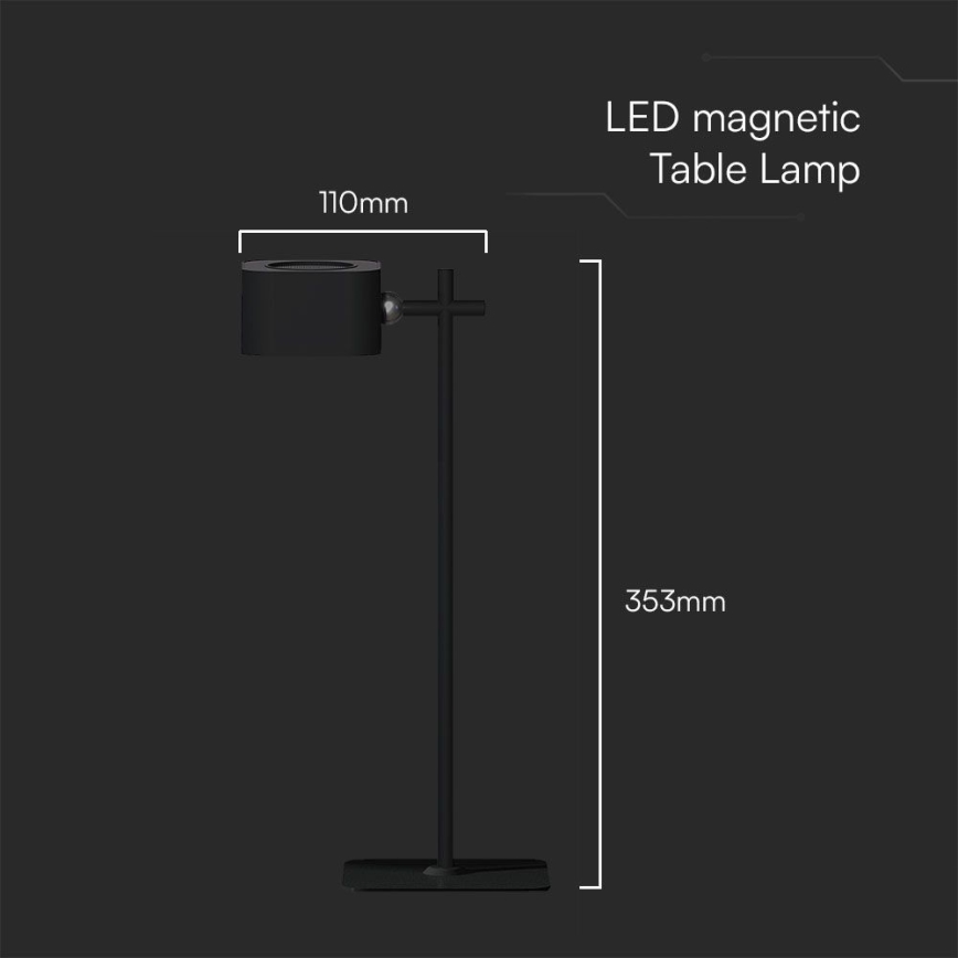 LED Hämardatav magnetiga laetav laualamp 4-ühes LED/3W/5V 3000-6000K 1800 mAh must