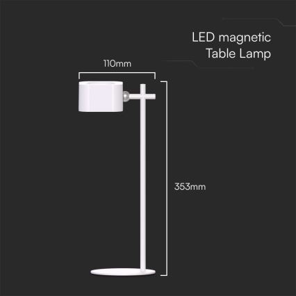 LED Hämardatav magnetiga laetav laualamp 4-ühes LED/3W/5V 3000-6000K 1800 mAh valge