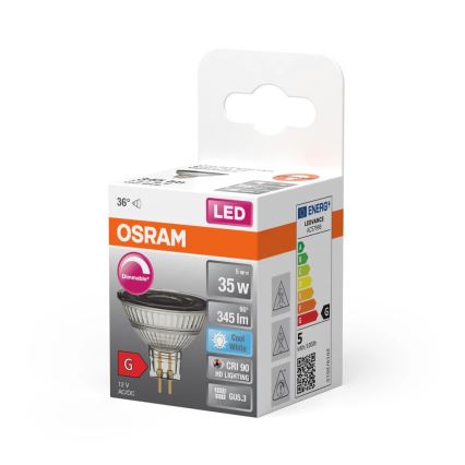 LED-hämardatav MR16 pirn GU5,3/5W/12V 4000K 36° CRI 90 - Osram