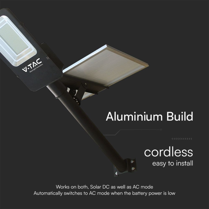 LED hämardatav hübriidne päikese tänavalamp LED/50W/230V 6500K IP65 50000 mAh + kaugjuhtimispult
