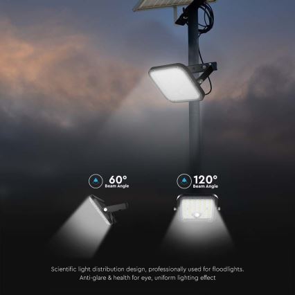 LED Hämardatav päikesepaneeliga prožektor anduriga LED/10W/3,7V 4000/6000K IP65 + kaugjuhtimispult