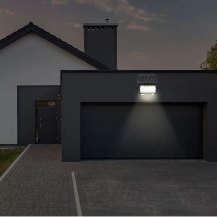 LED Hämardatav päikesepaneeliga prožektor anduriga LED/10W/3,7V 4000K IP65 7200 mAh + USB pesa