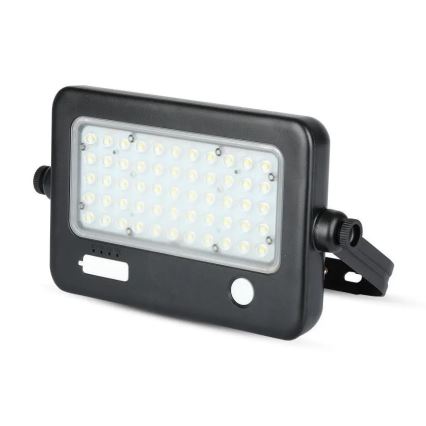 LED Hämardatav päikesepaneeliga prožektor anduriga LED/10W/3,7V 4000K IP65 7200 mAh + USB pesa