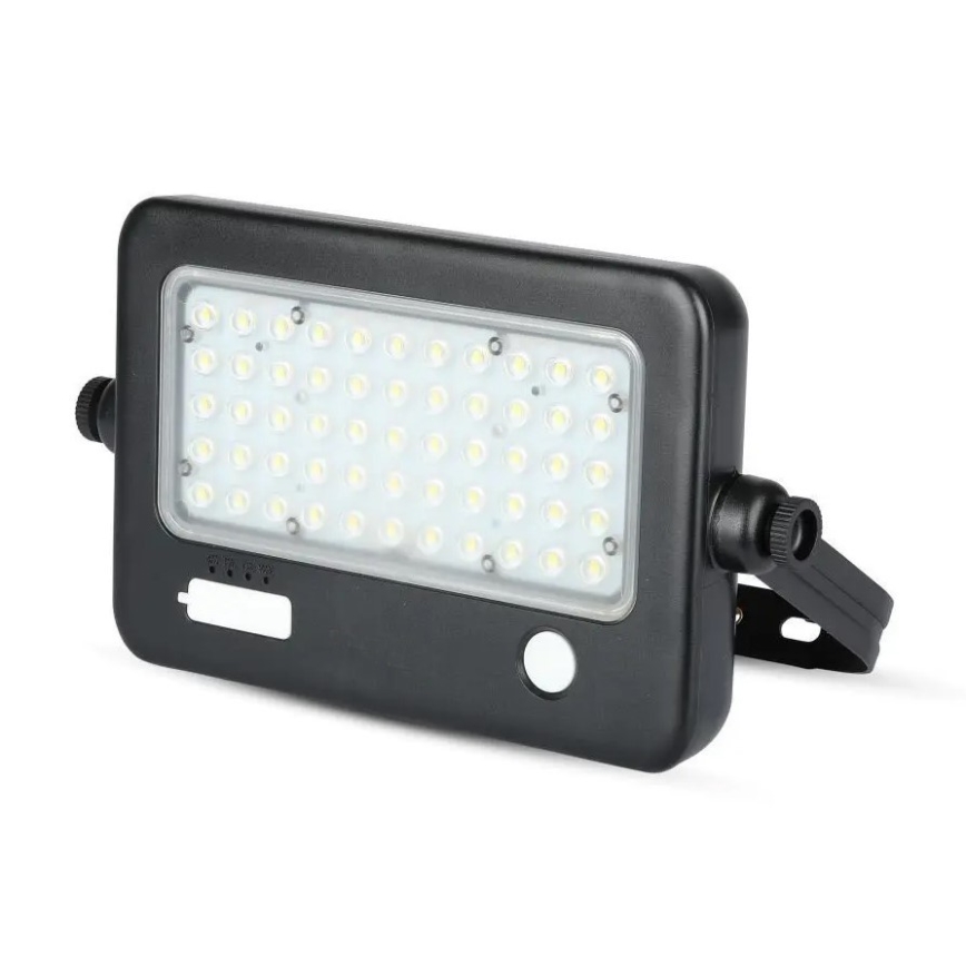 LED Hämardatav päikesepaneeliga prožektor anduriga LED/10W/3,7V 4000K IP65 7200 mAh + USB pesa