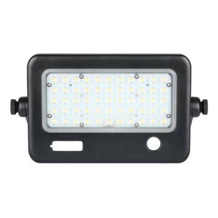 LED Hämardatav päikesepaneeliga prožektor anduriga LED/10W/3,7V 4000K IP65 7200 mAh + USB pesa