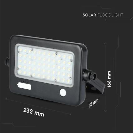 LED Hämardatav päikesepaneeliga prožektor anduriga LED/10W/3,7V 4000K IP65 7200 mAh + USB pesa