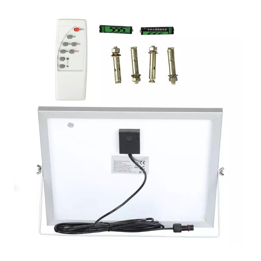 LED Hämardatav päikesepaneeliga prožektor LED/16W/3,2V 4000K IP65 10000 mAh + kaugjuhtimispult