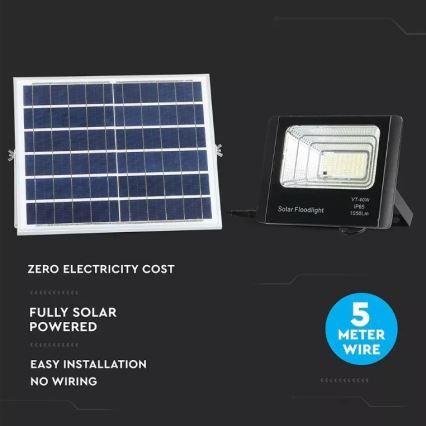 LED Hämardatav päikesepaneeliga prožektor LED/16W/3,2V 4000K IP65 10000 mAh + kaugjuhtimispult