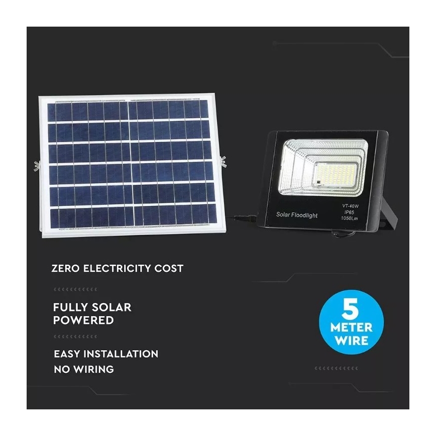 LED Hämardatav päikesepaneeliga prožektor LED/16W/3,2V 4000K IP65 10000 mAh + kaugjuhtimispult