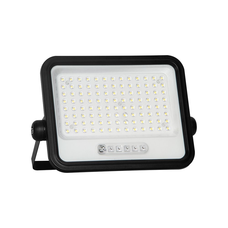 Hämardatav LED-päikesetoitega prožektor LED/200W/3,2V 2000-8000K IP65 10000 mAh must + kaugjuhtimispult