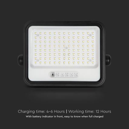 Hämardatav LED-päikesetoitega prožektor LED/200W/3,2V 2000-8000K IP65 10000 mAh must + kaugjuhtimispult