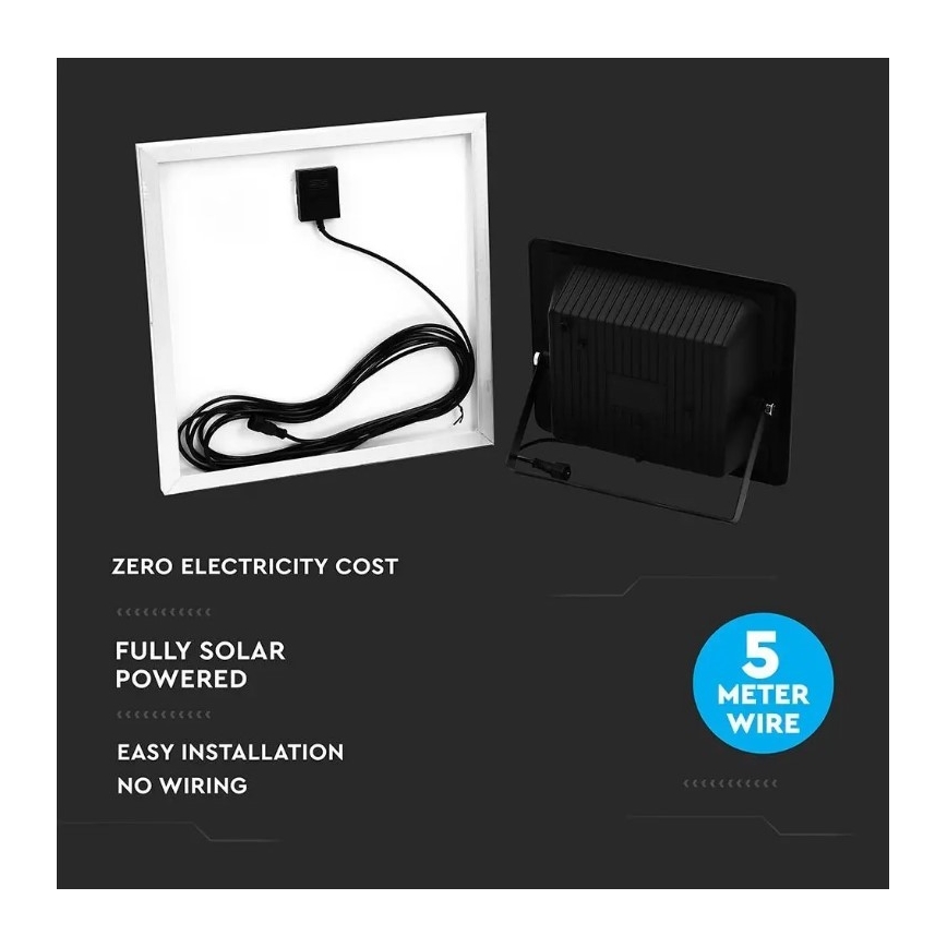 LED Hämardatav päikesepaneeliga prožektor LED/20W/6,4V 4000K IP65 + pult