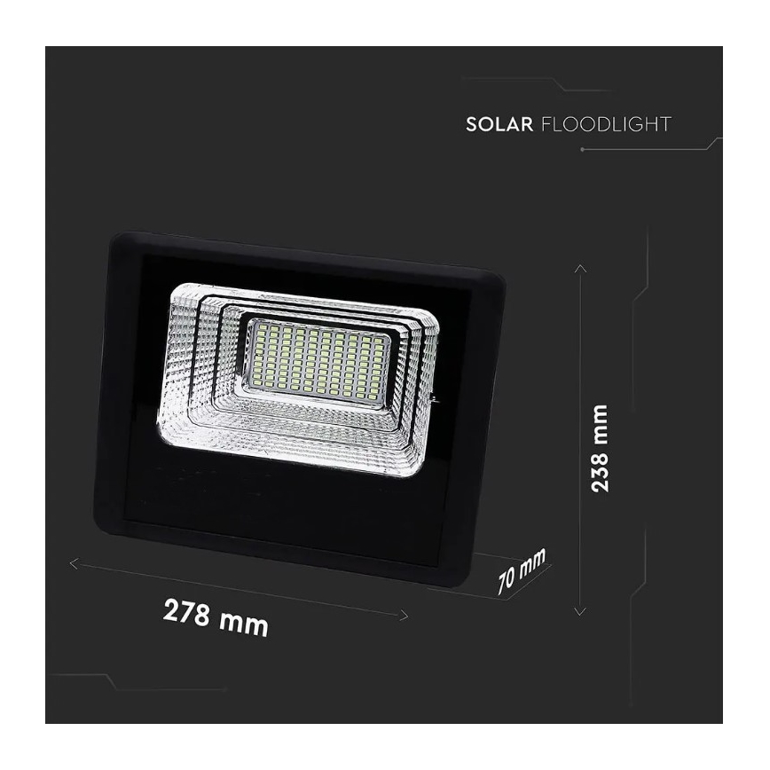 LED Hämardatav päikesepaneeliga prožektor LED/20W/6,4V 4000K IP65 + pult