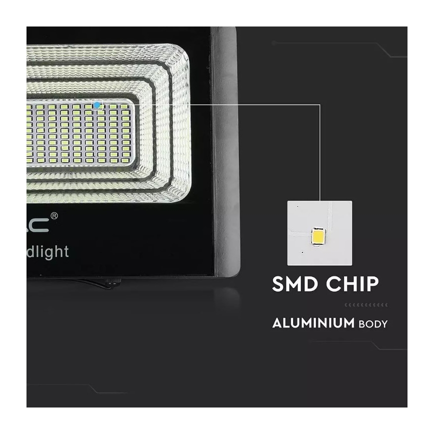 LED Hämardatav päikesepaneeliga prožektor LED/20W/6V 6000K IP65 + pult