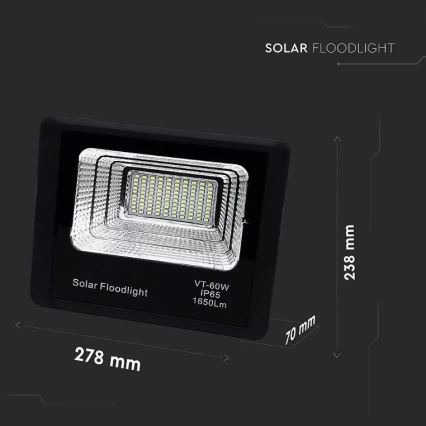 LED Hämardatav päikesepaneeliga prožektor LED/20W/6V 6000K IP65 + pult