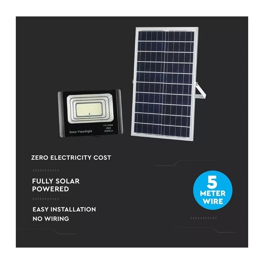 LED Hämardatav päikesepaneeliga prožektor LED/35W/10V 4000K IP65 + pult