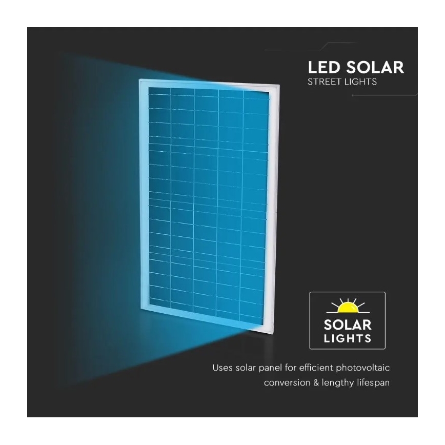 LED Hämardatav päikesepaneeliga tänav lamp LED/50W/6,4V 6000K IP65 50000 mAh + kaugjuhtimispult