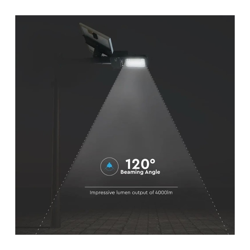 LED Hämardatav päikesepaneeliga tänav lamp LED/50W/6,4V 6000K IP65 50000 mAh + kaugjuhtimispult