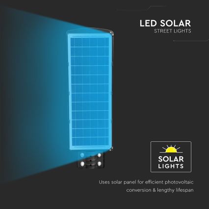 LED Hämardatav päikesepaneeliga tänavalamp koos liikumis- ja hämardusanduriga LED/12W/3,2V 6000K IP65 10000 mAh must + kaugjuhtimispult