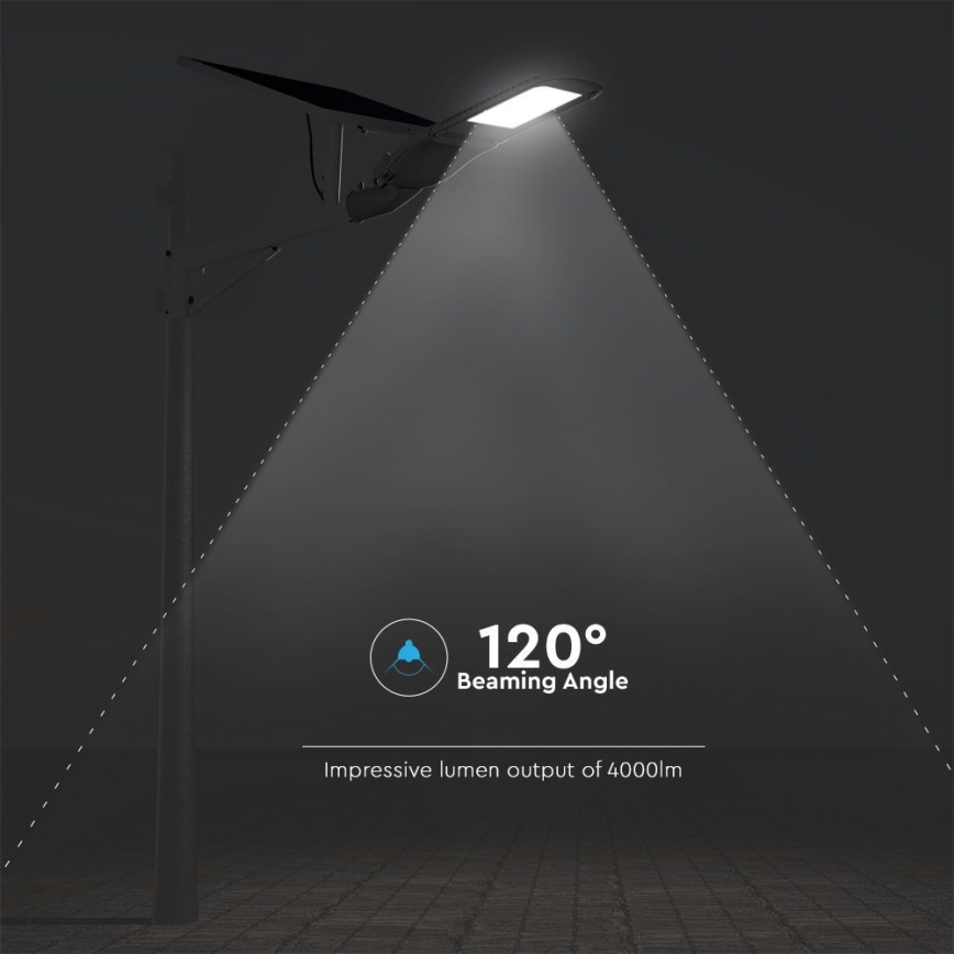 LED Hämardatav päikesepaneeliga tänavalamp SAMSUNG CHIP LED/50W/6,4V 6000K IP65 30000 mAh + kaugjuhtimispult