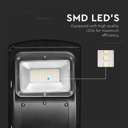LED Hämardatav päikesepaneeliga tänavalamp koos liikumis- ja hämardusanduriga LED/6W/3,2V 6000K IP65 5000 mAh must + kaugjuhtimispult