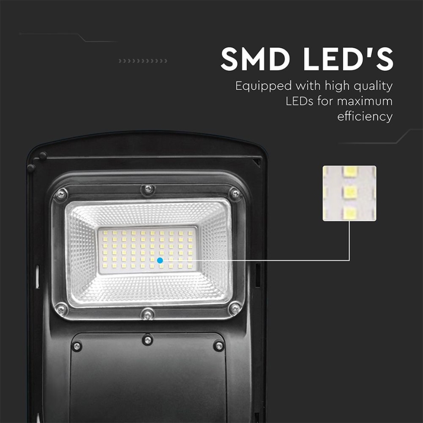 LED Hämardatav päikesepaneeliga tänavalamp koos liikumis- ja hämardusanduriga LED/6W/3,2V 6000K IP65 5000 mAh must + kaugjuhtimispult